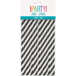 Black Striped Paper Straws, 40ct