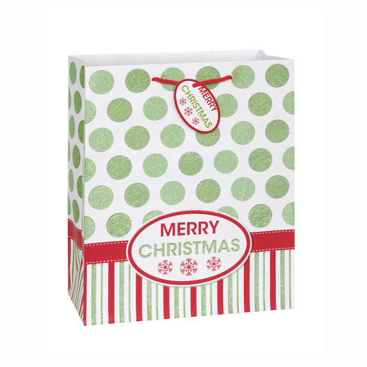 Merry Christmas Dots Large Gift Bag