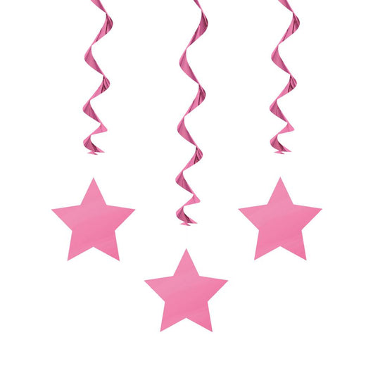 Hot Pink Solid Hanging Swirl Decorations, 26