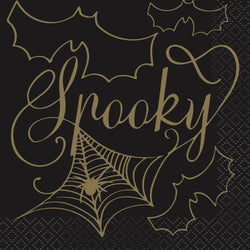 Black & Gold Spider Web Beverage Napkins, 16ct