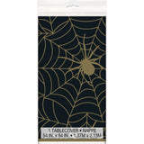 Black & Gold Spider Web Rectangular Plastic Table Cover, 54"x84"