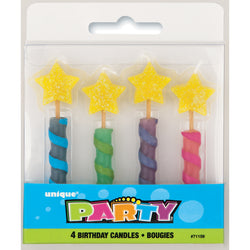 Star Top Birthday Candles, 4ct