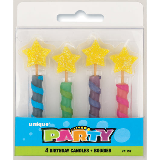 Star Top Birthday Candles, 4ct