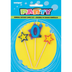 Number 0 Star Birthday Candles Set