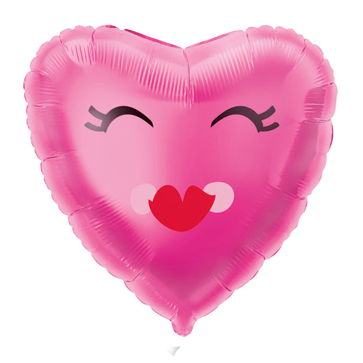 Smiling Pink Heart Shaped Foil Balloon 18