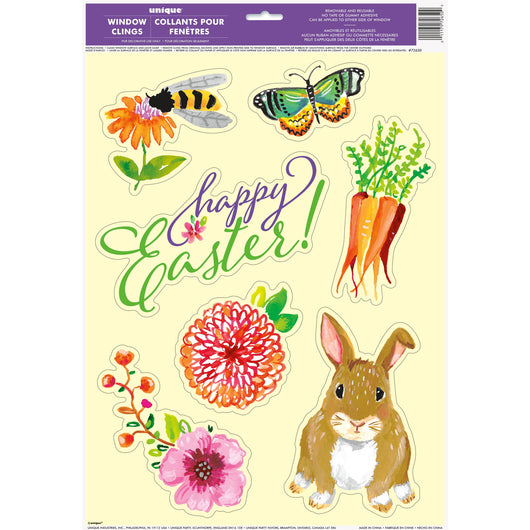 Floral Easter Bunny Window Clings Sheet