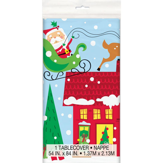 Colorful Santa Rectangular Plastic Table Cover, 54