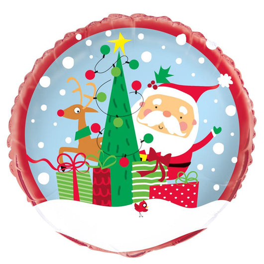 Colorful Santa Round Foil Balloon 18