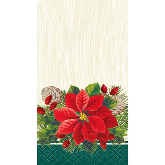 Red & Green Poinsettia Christmas Guest Towels, 16ct