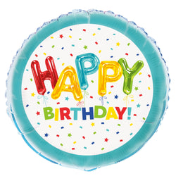 Happy Balloon Birthday Round Foil Balloon 18