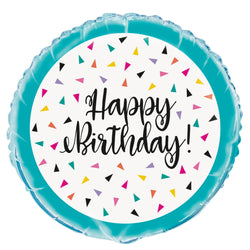 Triangle Confetti Birthday Round Foil Balloon 18