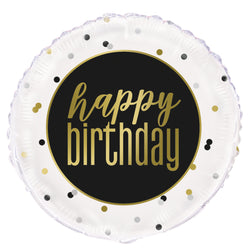Metallic Happy Birthday Round Foil Balloon 18