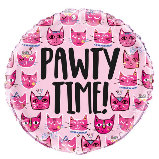 Pink Cat Round Foil Balloon 18