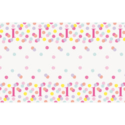 Pink Dots 1st Birthday Rectangular Plastic Table Cover, 54