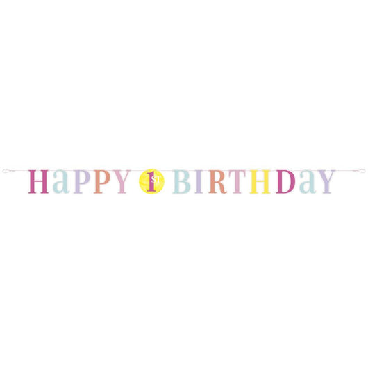Pink Dots 1st Birthday Letter Banner, 6 ft