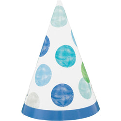 Blue Dots 1st Birthday Mini Party Hats, 8ct