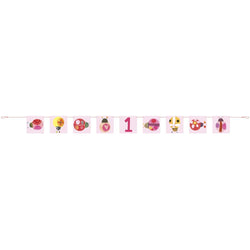 Ladybug 1st Birthday Block Banner, 7 ft