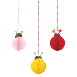 Ladybug 1st Birthday Hanging Honeycomb Decorations, 3ct