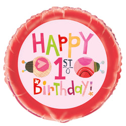 Ladybug 1st Birthday Round Foil Balloon 18