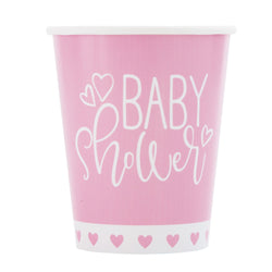 Pink Hearts Baby Shower 9oz Paper Cups, 8ct