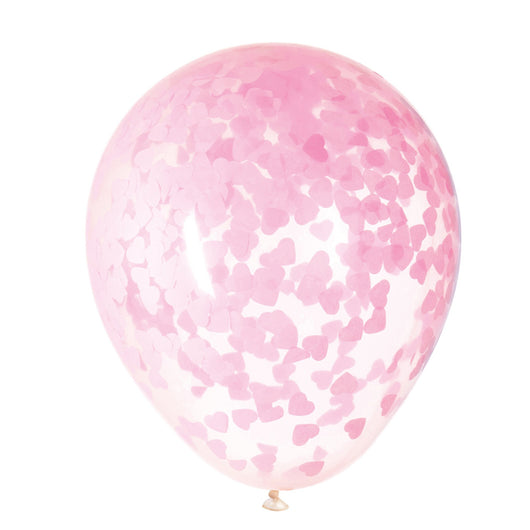 Clear Latex Balloons with Pink Heart Confetti 16