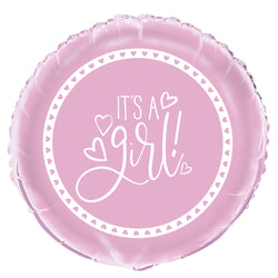 Pink Hearts Baby Shower Round Foil Balloon 18