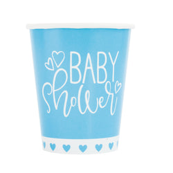 Blue Hearts Baby Shower 9oz Paper Cups, 8ct