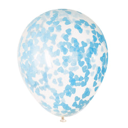 Clear Latex Balloons with Blue Heart Confetti 16
