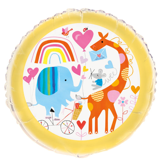 Zoo Baby Shower Round Foil Balloon 18