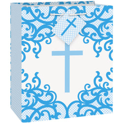 Fancy Blue Cross Medium Gift Bag