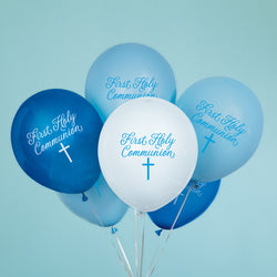 Fancy Blue Cross First Holy Communion Latex Balloons - Printed 1 Side 12