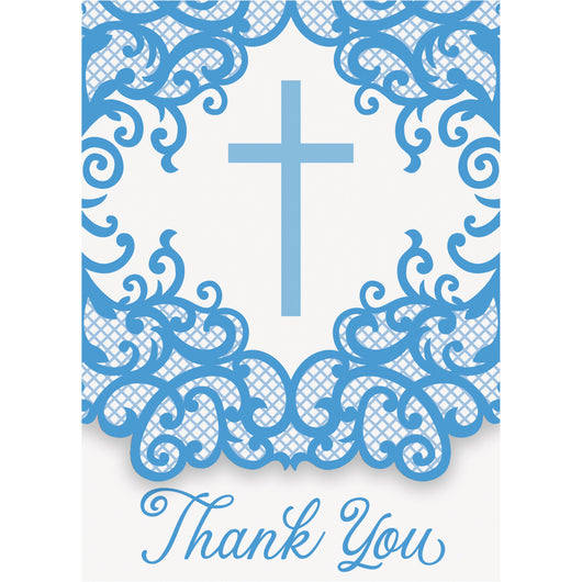 Fancy Blue Cross Thank You Notes, 8ct