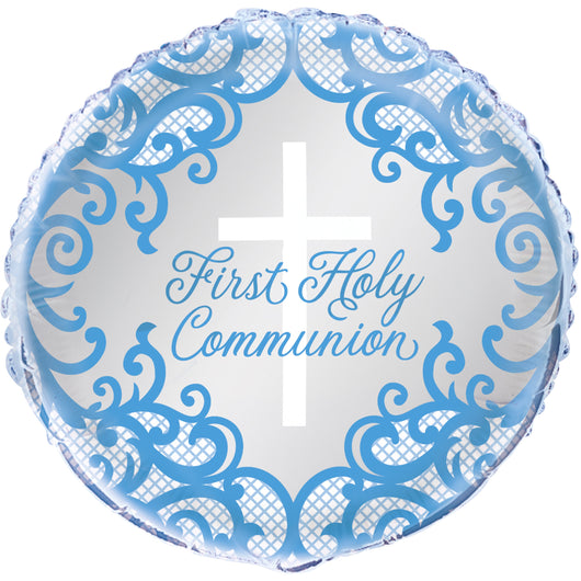 Fancy Blue Cross First Holy Communion Foil Balloon 18