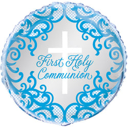 Fancy Blue Cross First Holy Communion Foil Balloon 18