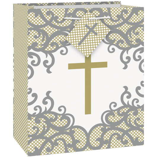 Fancy Gold Cross Medium Gift Bag