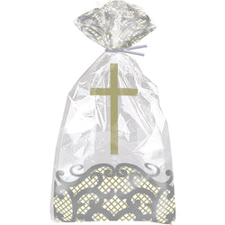 Fancy Gold Cross Cellophane Bags, 5