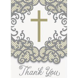 Fancy Gold Cross Thank You Notes, 8ct