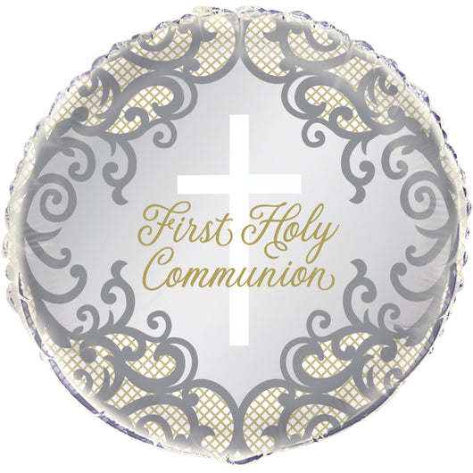 Fancy Gold Cross First Holy Communion Foil Balloon 18