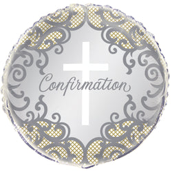 Fancy Gold Cross Confirmation Round Foil Balloon 18
