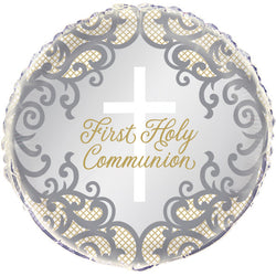 Fancy Gold Cross First Holy Communion Foil Balloon 18