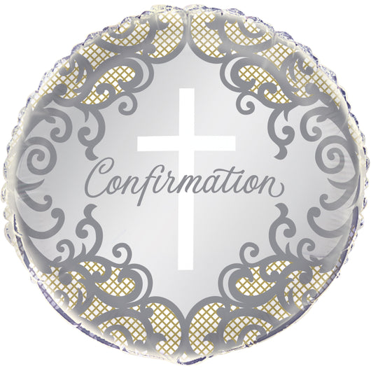 Fancy Gold Cross Confirmation Round Foil Balloon 18