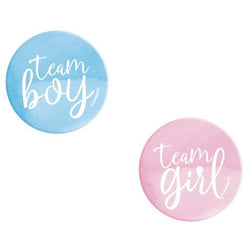 Team Boy or Girl Gender Reveal Buttons, 10ct