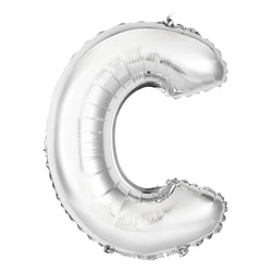 Silver Letter C Shaped Foil Balloon 14