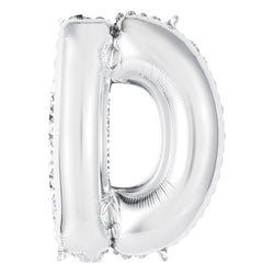 Silver Letter D Shaped Foil Balloon 14