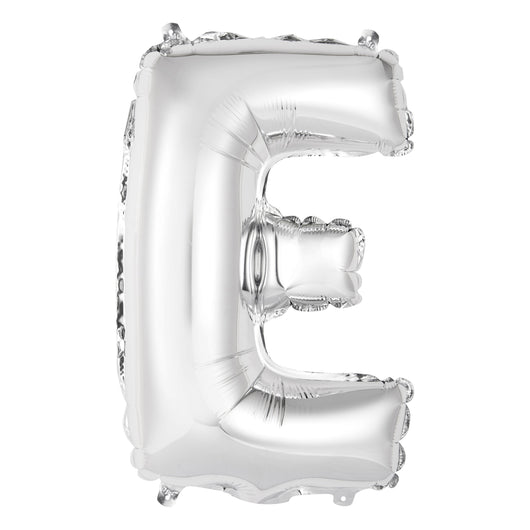 Silver Letter E Shaped Foil Balloon 14