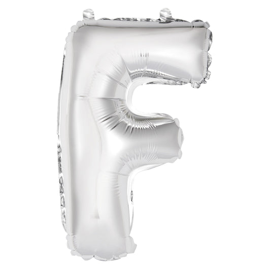 Silver Letter F Shaped Foil Balloon 14