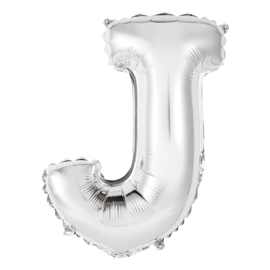 Silver Letter J Shaped Foil Balloon 14