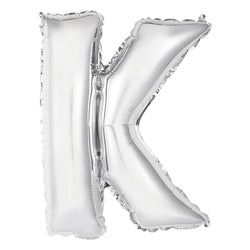 Silver Letter K Shaped Foil Balloon 14