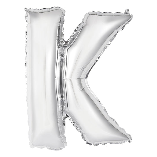 Silver Letter K Shaped Foil Balloon 14