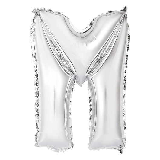 Silver Letter M Shaped Foil Balloon 14